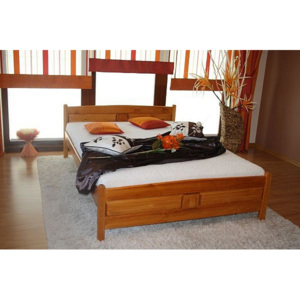 Vyvýšená posteľ ANGEL + matrac + rošt, 160x200 cm, jelša-lak