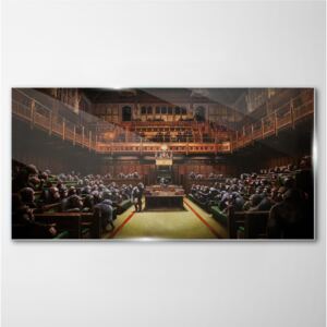 Obraz na skle Obraz na skle Parlament banksy