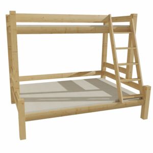 Detská poschodová posteľ s rozšíreným spodným lôžkom z MASÍVU 200x80cm bez zásuvky PAVLÍNA