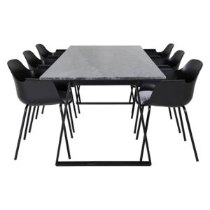 Estelle Comfort stolová súprava mramor čierna/čierna plast