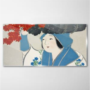 Sklenený obraz Sklenený obraz Ženy kimono listy