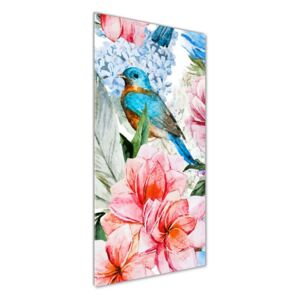 Foto obraz akryl do obývačky Kvety a vtáky pl-oa-50x125-f-83956039