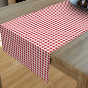 Goldea behúň na stôl 100% bavlnené plátno - červené a biele kocky 35x140 cm
