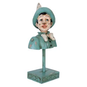 Modro-zelená dekorácie Pinocchio na podstavci - 11 * 8 * 23 cm