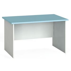 Kancelársky písací stôl rovný 120 x 80 cm, biela/azúrová