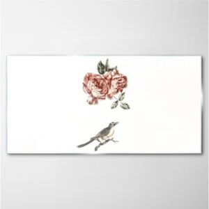 Obraz na skle Obraz na skle Zvieratá vták kvety