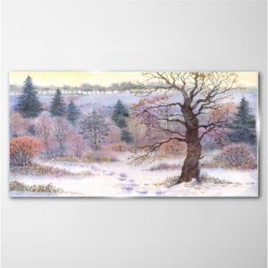 Obraz na skle Obraz na skle Lesný zimný sneh