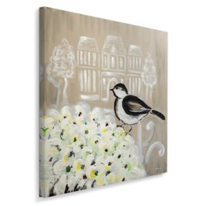 CARO Obraz na plátne - Black Bird And White Flowers 30x30 cm