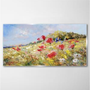 Skleneny obraz Skleneny obraz Abstrakcie kvety krajiny