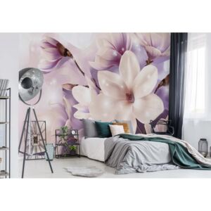 GLIX Fototapeta - Magnolia Flowers Purple Vliesová tapeta - 416x254 cm