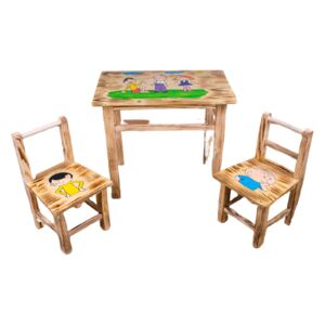 Bestent Detský drevený stolík Lolek a Bolek + 2 stoličky