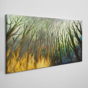 Obraz na plátně Obraz na plátně Maľovanie lesné strom oheň