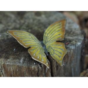 Záhradná bronzová dekorácia, žltý motýľ, 3x12x14 cm