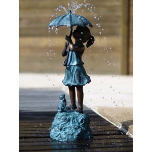 Chrlič vody do záhradného jazierka, dievča s dáždnikom, 50x19x21 cm