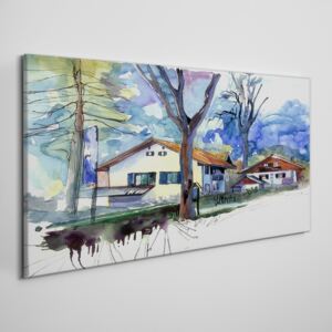 Obraz na plátně Obraz na plátně Abstrakcie akvarel stromy