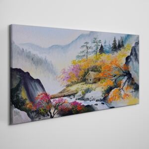 Obraz na plátně Obraz na plátně Abstrakcia horského stromu hmla