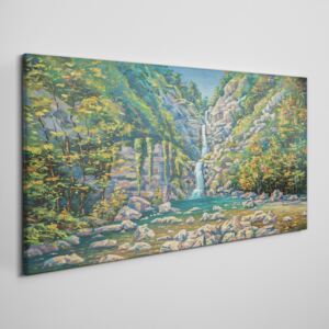 Obraz na plátně Obraz na plátně Maľovanie vodopádov stromov