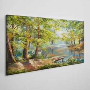 Obraz na plátně Obraz na plátně Maľovanie lesné rieka príroda