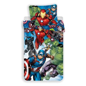 Jerry Fabrics Detské bavlnené obliečky Avengers brands, 140 x 200 cm, 70 x 90 cm