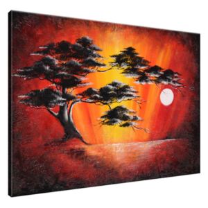 Ručne maľovaný obraz Masívny strom pri západe slnka 115x85cm RM2513A_1AS