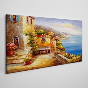 Obraz na plátně Obraz na plátně Mesto mora pobrežie kvetov