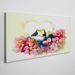 Obraz na plátně Obraz na plátně Abstrakcia kvety vtáky srdce