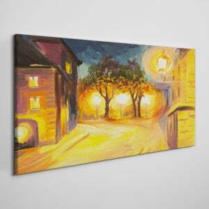 Obraz na plátně Obraz na plátně Mestské lampy nočné stromy