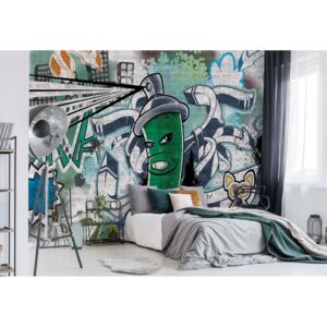 Fototapeta GLIX - Graffiti Street Art Green + lepidlo ZADARMO Papírová tapeta - 254x184 cm