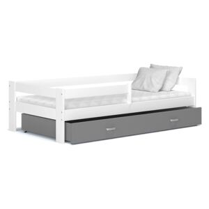 Detská posteľ so zásuvkou HUGO V - 190x80 cm - šedo-biela