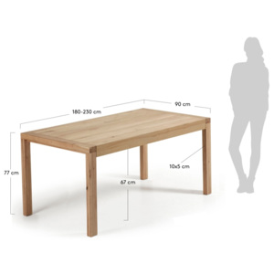 VIANO N dubový rozkladací stôl, Veľkosť 180 (230) x 90 CM