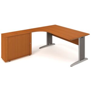 Rohový písací stôl SELECT s prístavbou - dĺžka 1800 mm, pravý, buk
