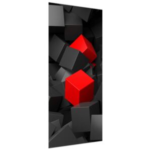 Samolepiaca fólia na dvere Čierno - červené kocky 3D 95x205cm ND3704A_1GV