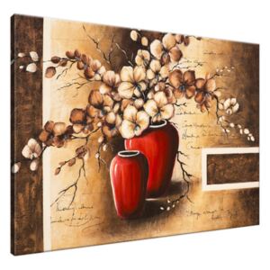 Ručne maľovaný obraz Orchidei v červenej váze 115x85cm RM3896A_1AS