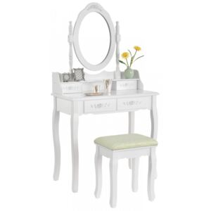 Originálny vintage toaletný stolík so zrkadlom Otta | biely