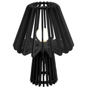LEITMOTIV Drevená čierna stolná lampa Edged Mushroom