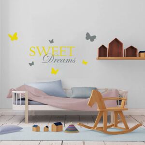 GLIX Sweet dreams - nálepka na stenu Šedá a žltá 120 x 60 cm