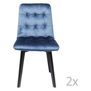 Sada 2 modrých kožených jedálenských stoličiek Kare Design Moritz