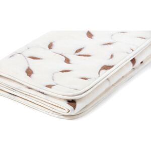 Biela vlnená deka Royal Dream Merino Wool Quilt Leaf, 140 × 200 cm