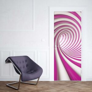 GLIX Fototapeta na dvere - 3D Swirl Tunnel Pink And White