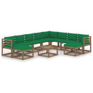 11-dielna záhradná sedacia súprava s podložkami zelená