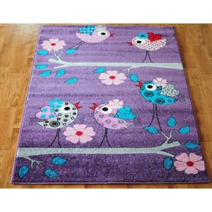 MAXMAX Detský koberec Vtáčiky - fialový