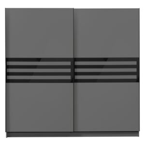 Šatníková skriňa s posuvnými dverami Rimini - šedá/čierna