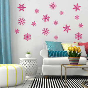 GLIX Snowflakes - nálepka na stenu Růžová 50 x 35 cm