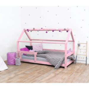 Benlemi Detská posteľ domček Tery s bočnicou 120x160 cm Farba: Ružová