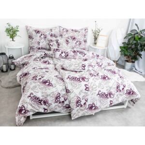 MK Lůžkoviny.cz 8-dielna súprava obliečok na 2 postele Maryna fialvé – s plachtou 220 × 230 cm