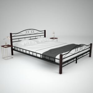 Kovová posteľ s matracom čierna 160x200 cm