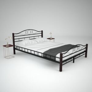Kovová posteľ s matracom čierna 140x200 cm