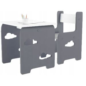 Dizajnový detský stolík a stolička WoodCloud Farba: sivá