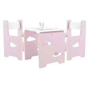 Dizajnový detský stolík a stolička WoodCloud 3v1 Farba: ružová