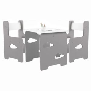 Dizajnový detský stolík a stolička WoodCloud 3v1 Farba: sivá